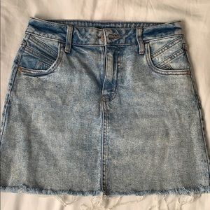Distressed denim skirt
